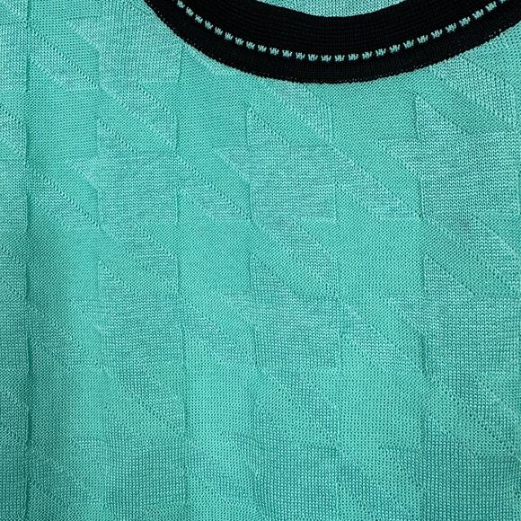 Ming Wang Acrylic Tank Top Sleeveless Size Medium Houndstooth Blue Black Crop - Picture 4 of 5